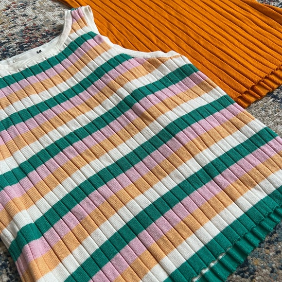 H&M Girls Striped and Solid Tank Tops - Multicolor and Orange - Picture 2 of 8